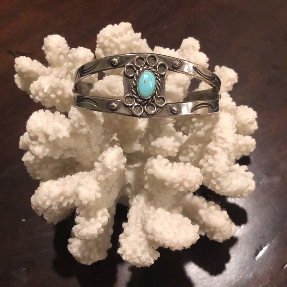 Silver and Turquoise Cuff Bracelet - Picture 9 of 9
